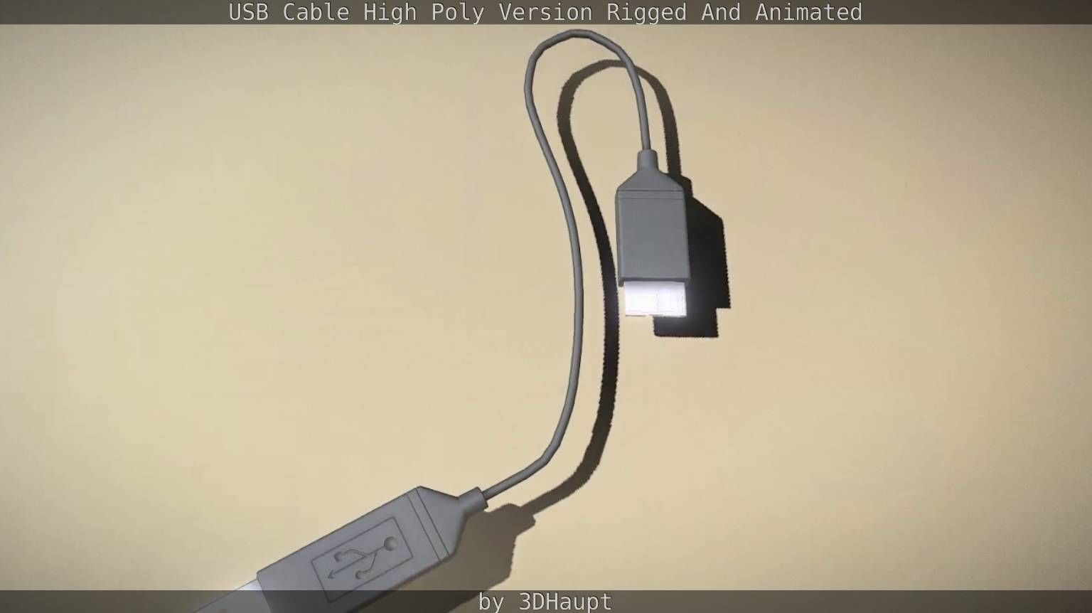 USB 3 Cable High Poly Version Rigged And Animated 3D model_68