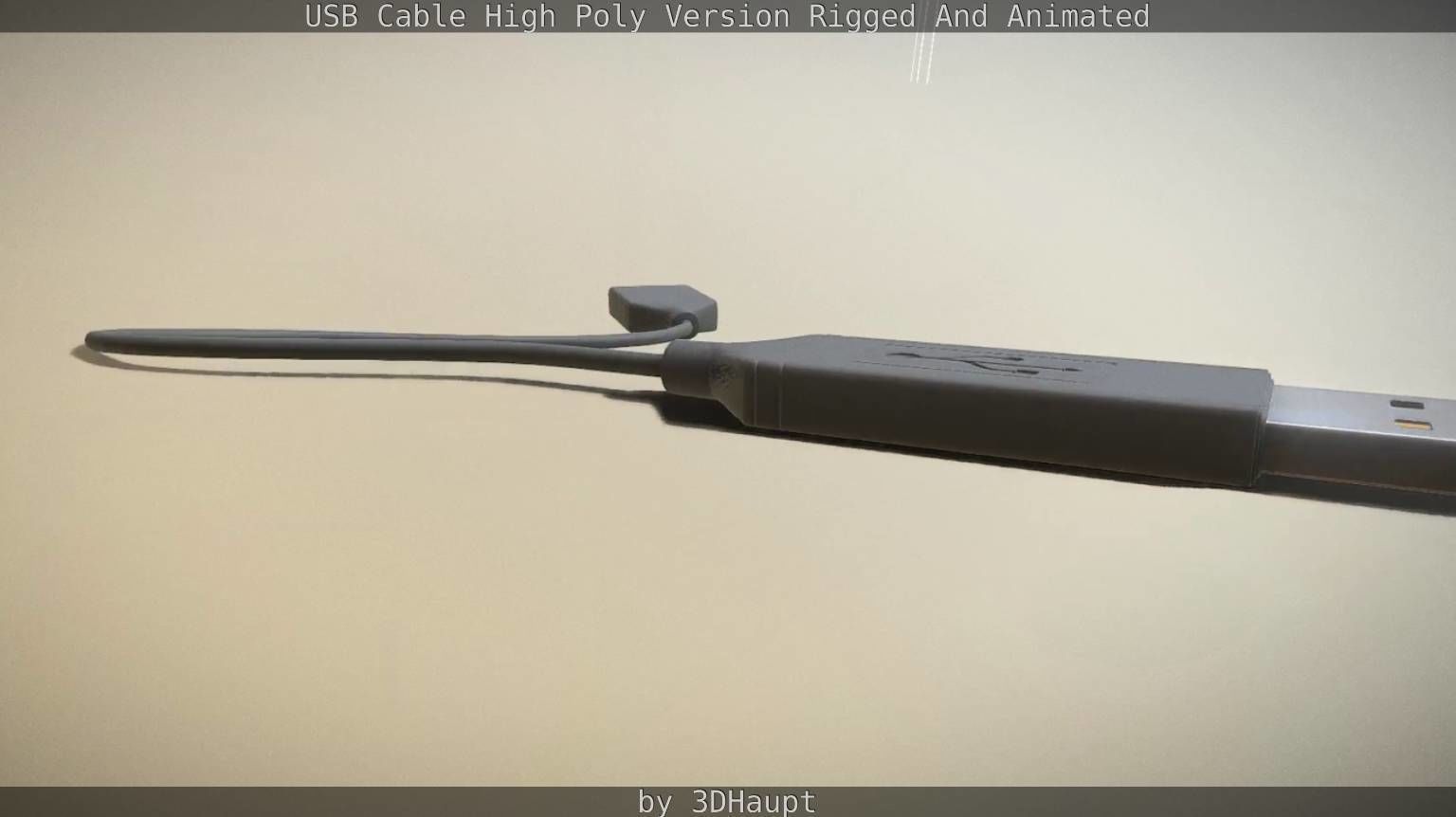 USB 3 Cable High Poly Version Rigged And Animated 3D model_95