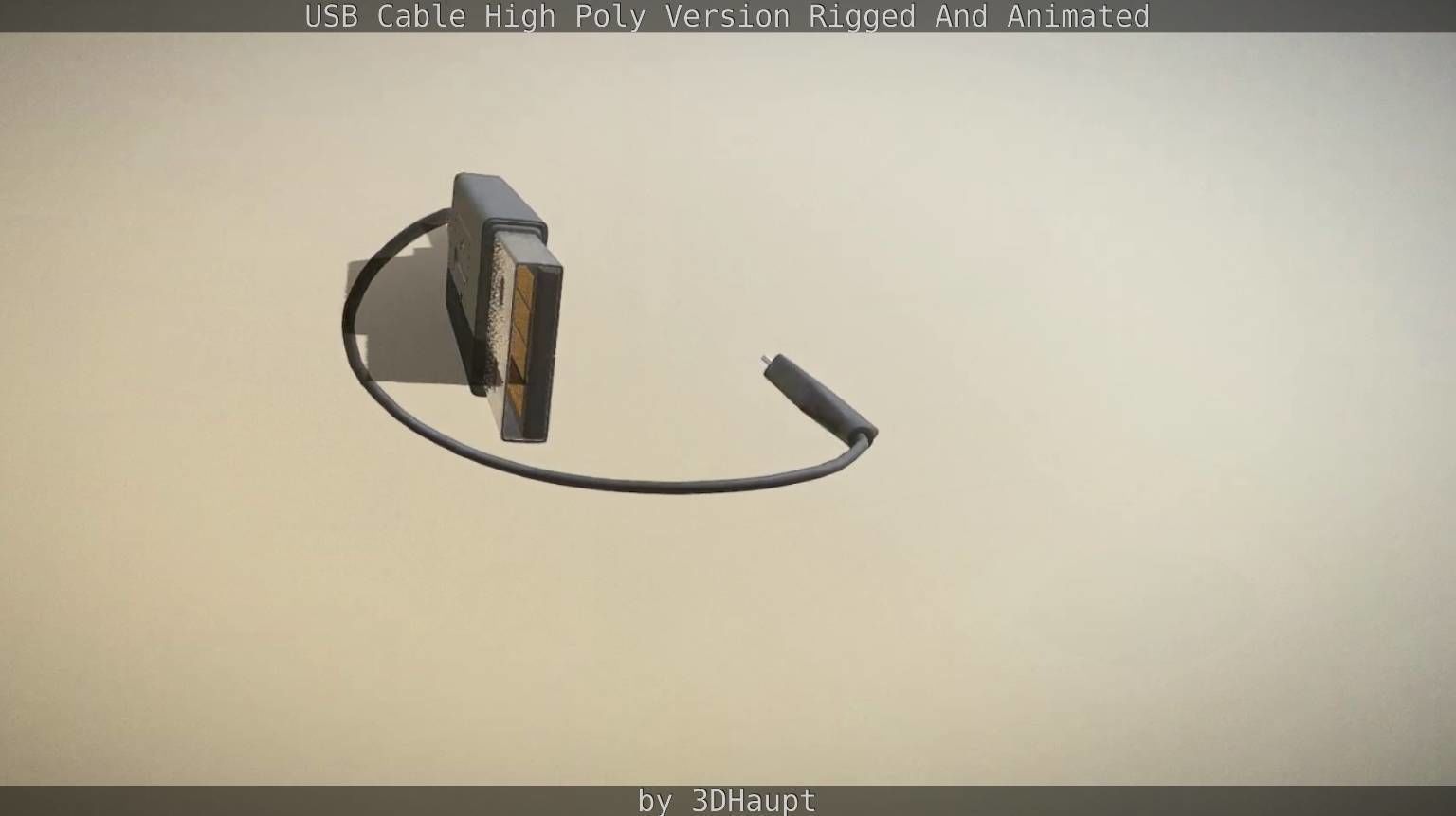 USB 3 Cable High Poly Version Rigged And Animated 3D model_81