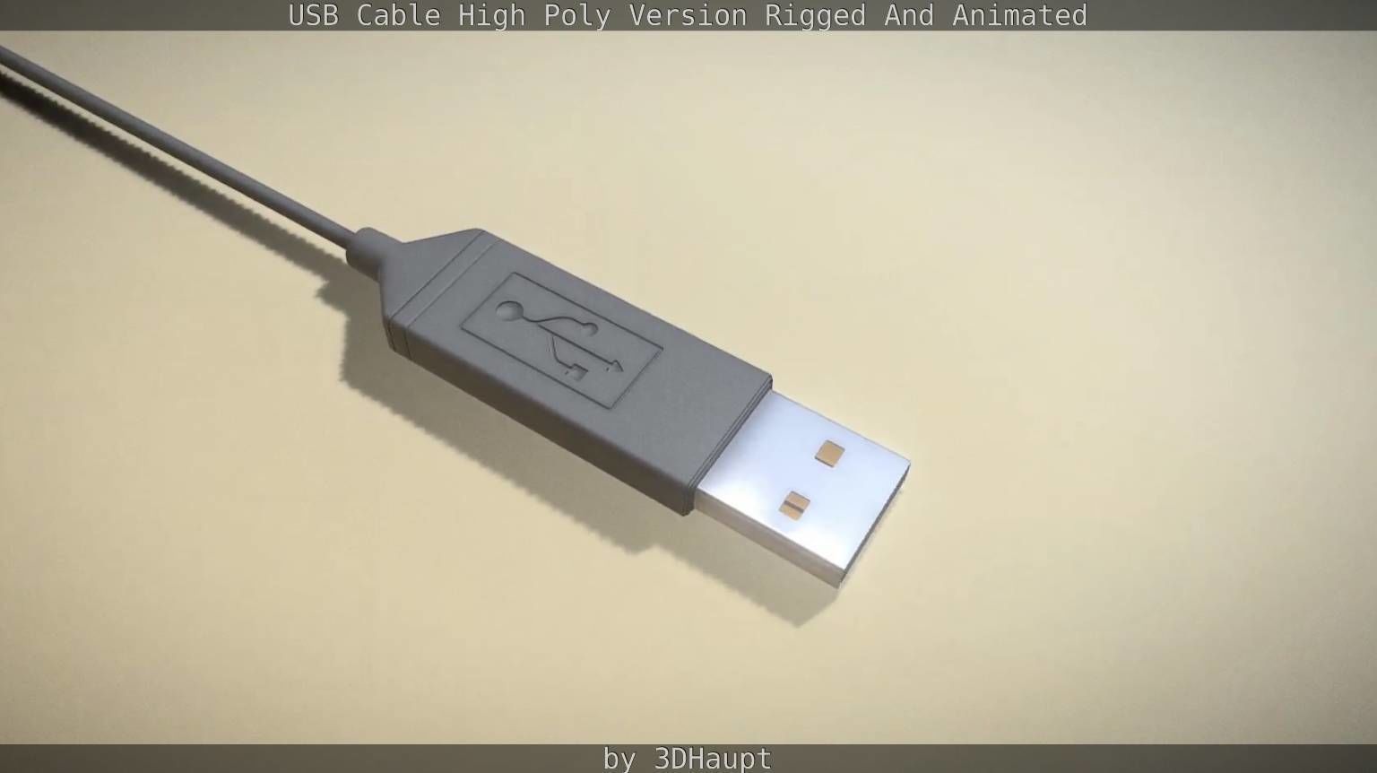 USB 3 Cable High Poly Version Rigged And Animated 3D model_41