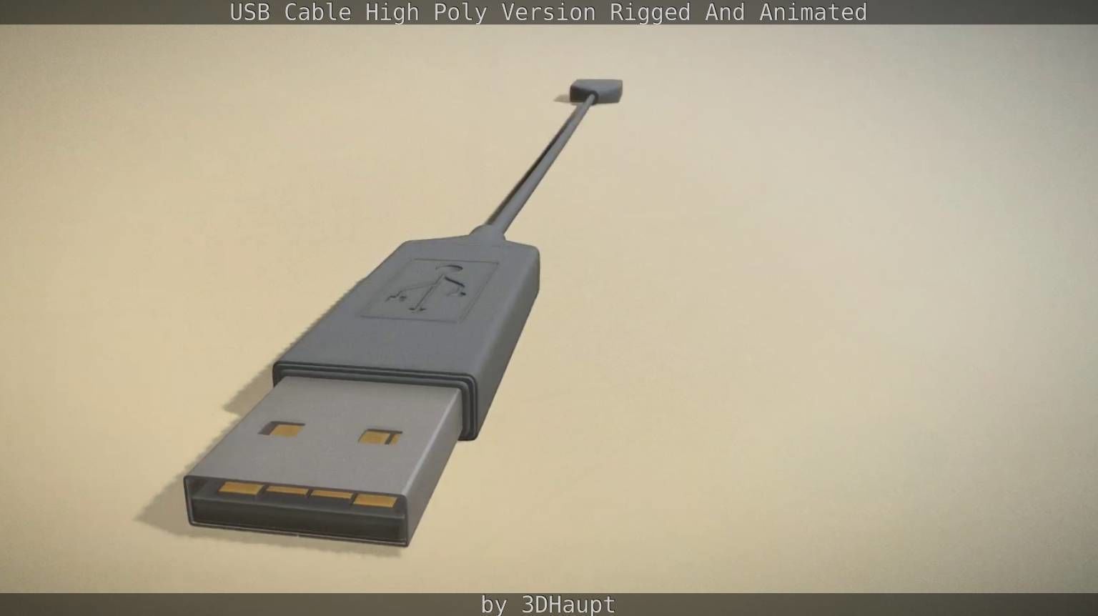 USB 3 Cable High Poly Version Rigged And Animated 3D model_19