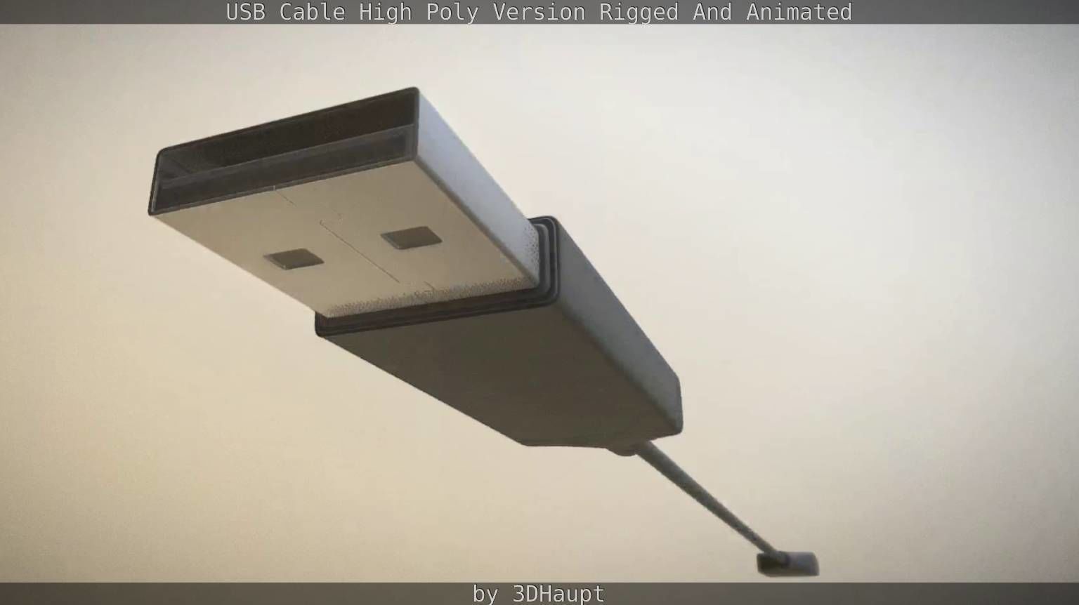 USB 3 Cable High Poly Version Rigged And Animated 3D model_23
