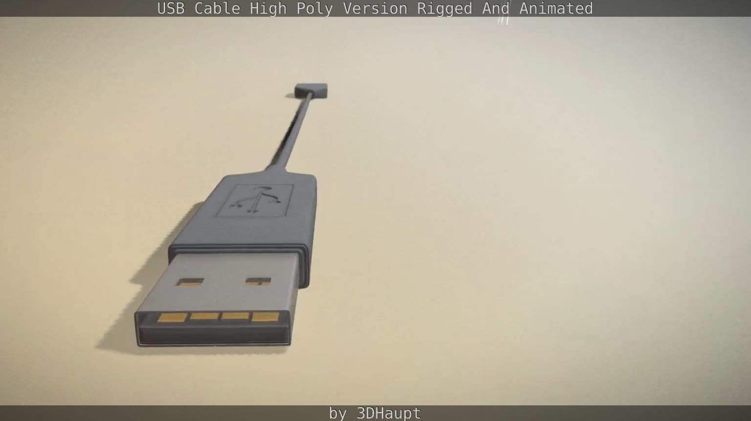 USB 3 Cable High Poly Version Rigged And Animated 3D model_15