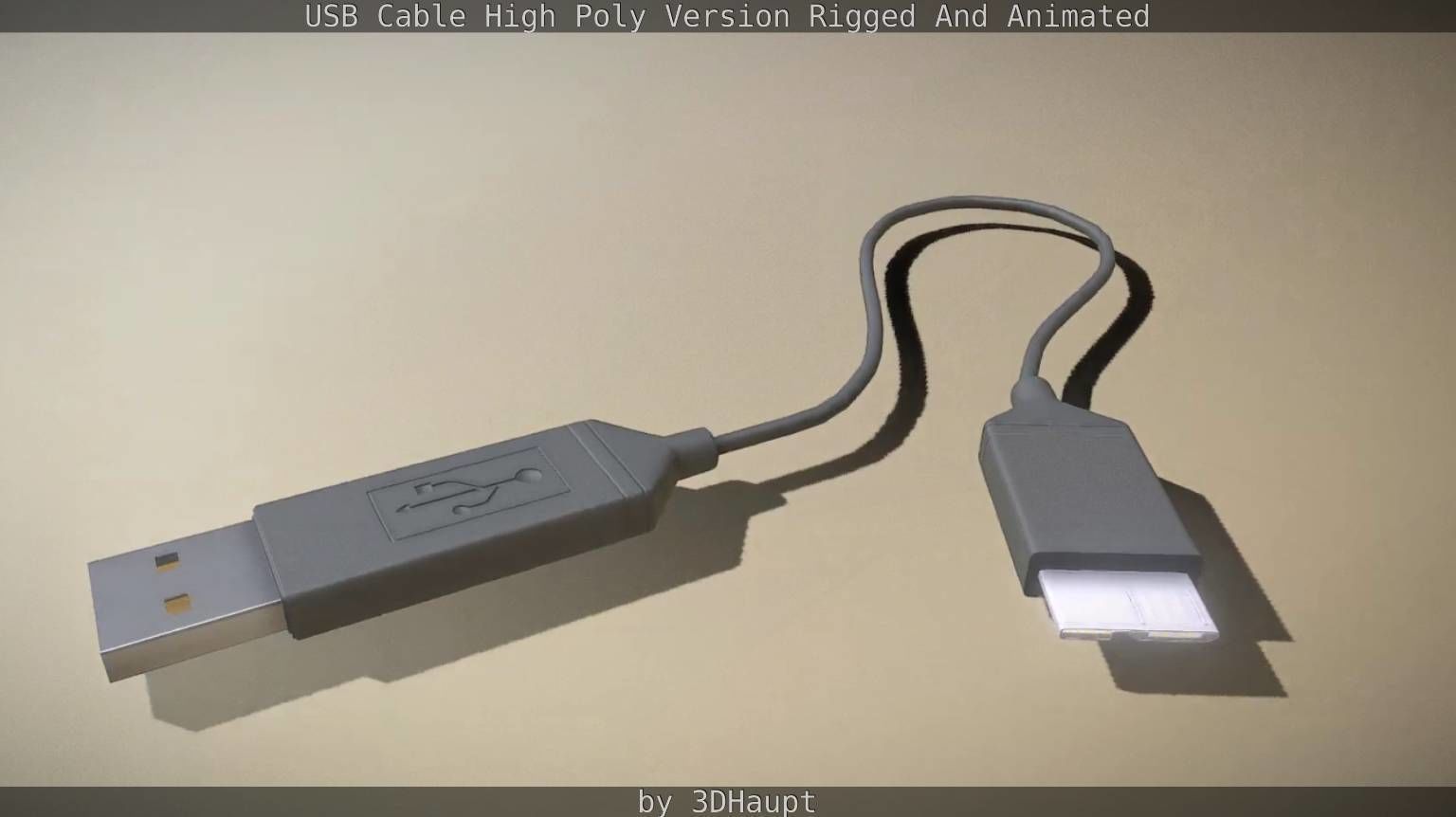 USB 3 Cable High Poly Version Rigged And Animated 3D model_48
