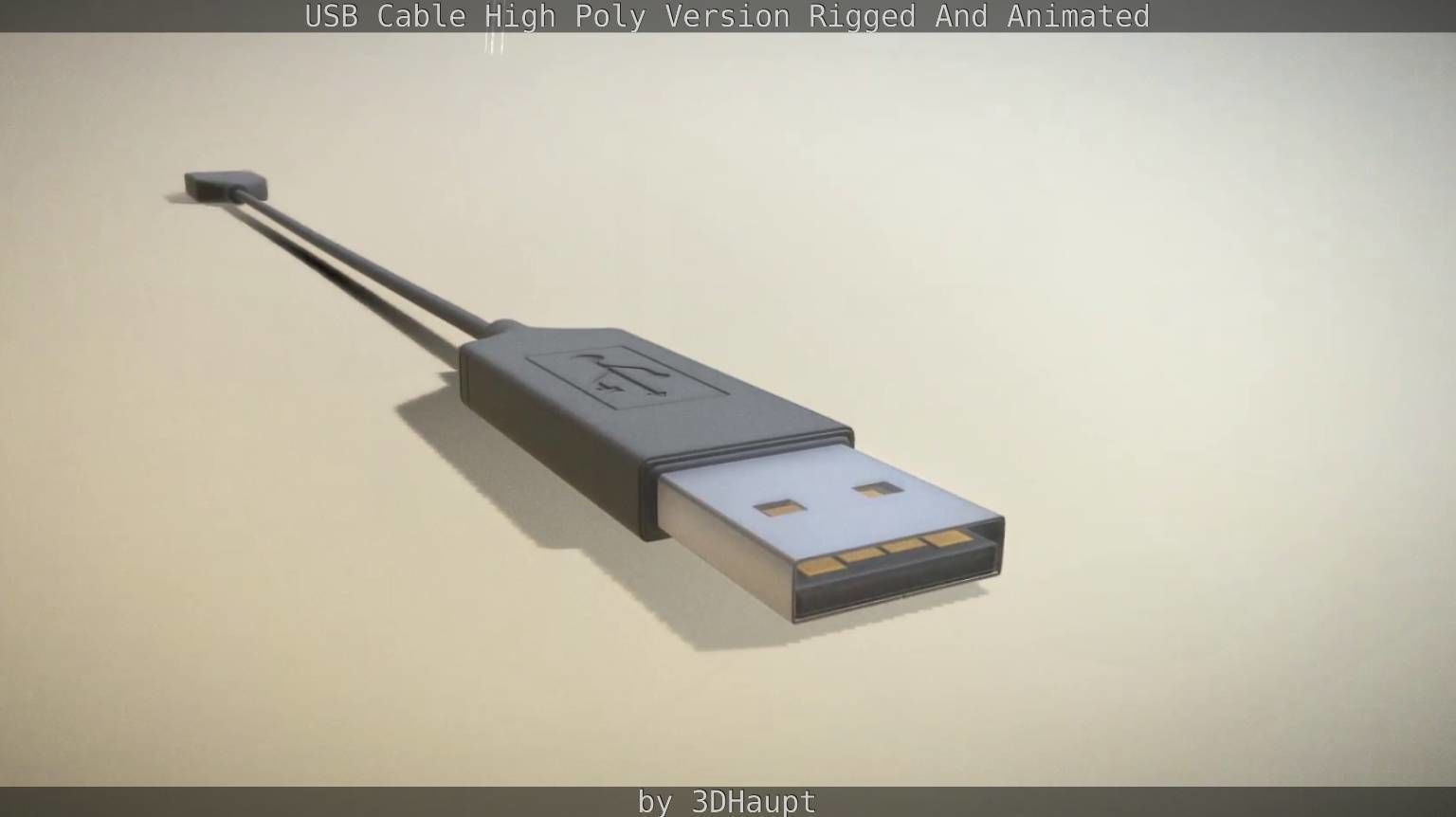 USB 3 Cable High Poly Version Rigged And Animated 3D model_36