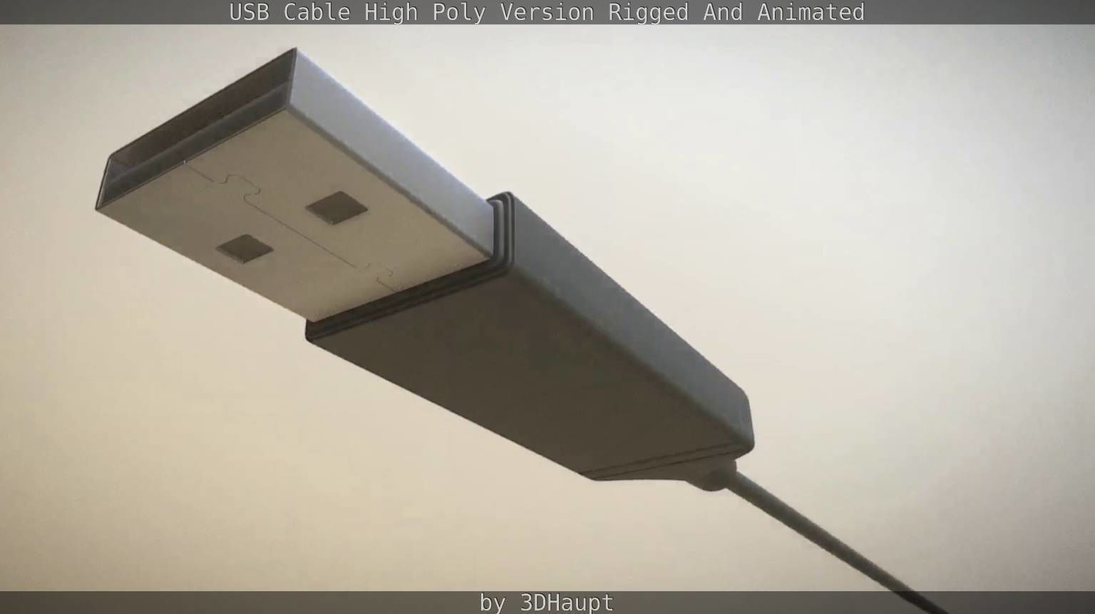 USB 3 Cable High Poly Version Rigged And Animated 3D model_29