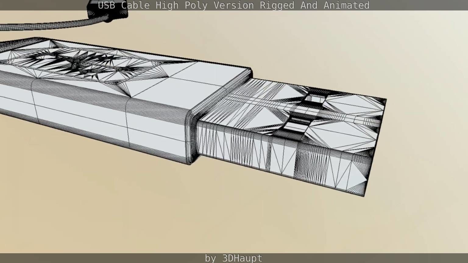USB 3 Cable High Poly Version Rigged And Animated 3D model_131