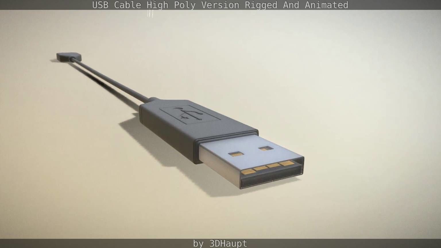 USB 3 Cable High Poly Version Rigged And Animated 3D model_37