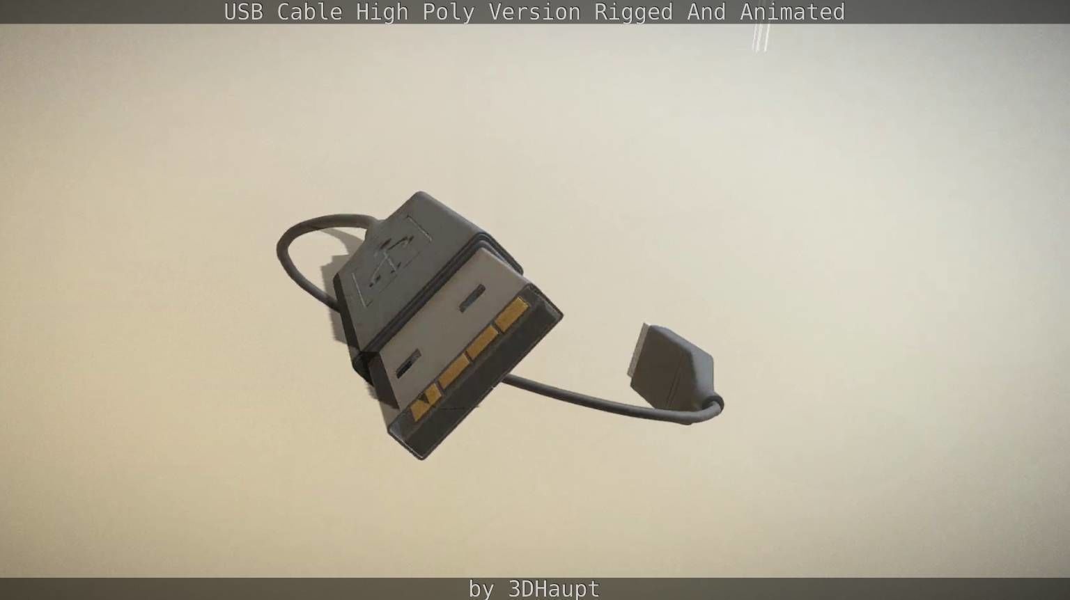 USB 3 Cable High Poly Version Rigged And Animated 3D model_84