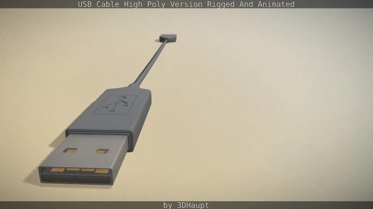 USB 3 Cable High Poly Version Rigged And Animated 3D model_16
