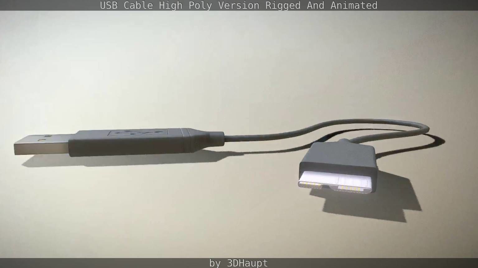 USB 3 Cable High Poly Version Rigged And Animated 3D model_80