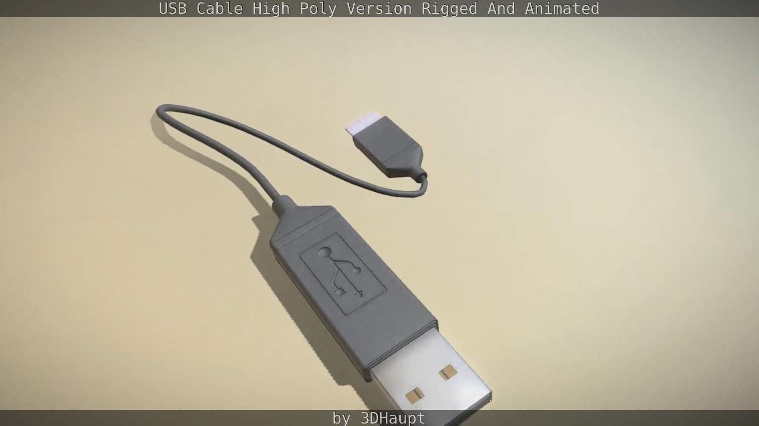 USB 3 Cable High Poly Version Rigged And Animated 3D model_132
