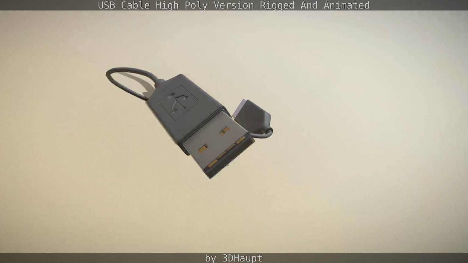 USB 3 Cable High Poly Version Rigged And Animated 3D model_137