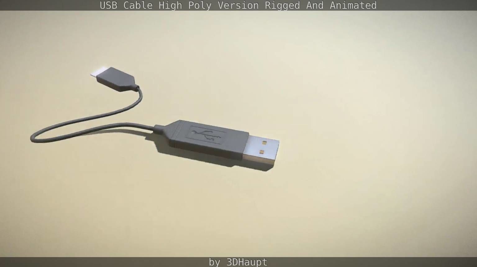 USB 3 Cable High Poly Version Rigged And Animated 3D model_69