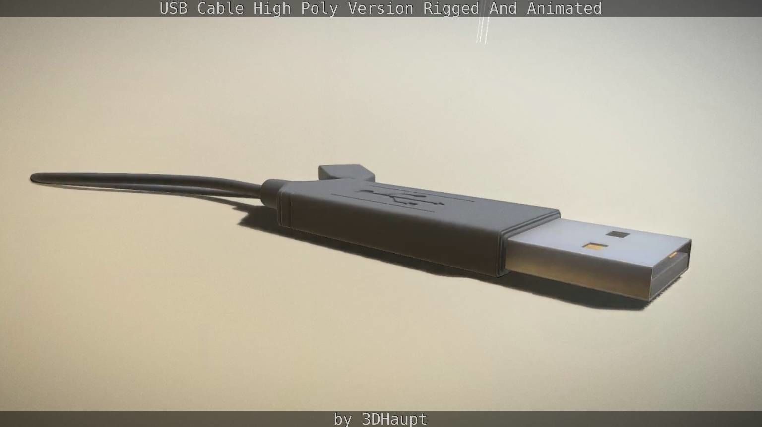 USB 3 Cable High Poly Version Rigged And Animated 3D model_92