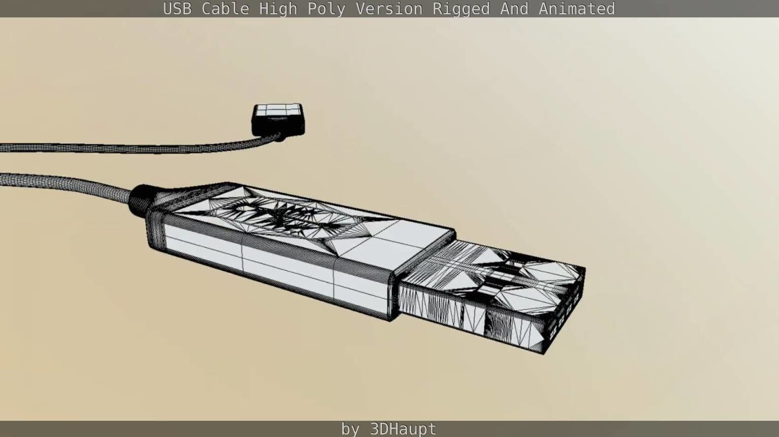 USB 3 Cable High Poly Version Rigged And Animated 3D model_128