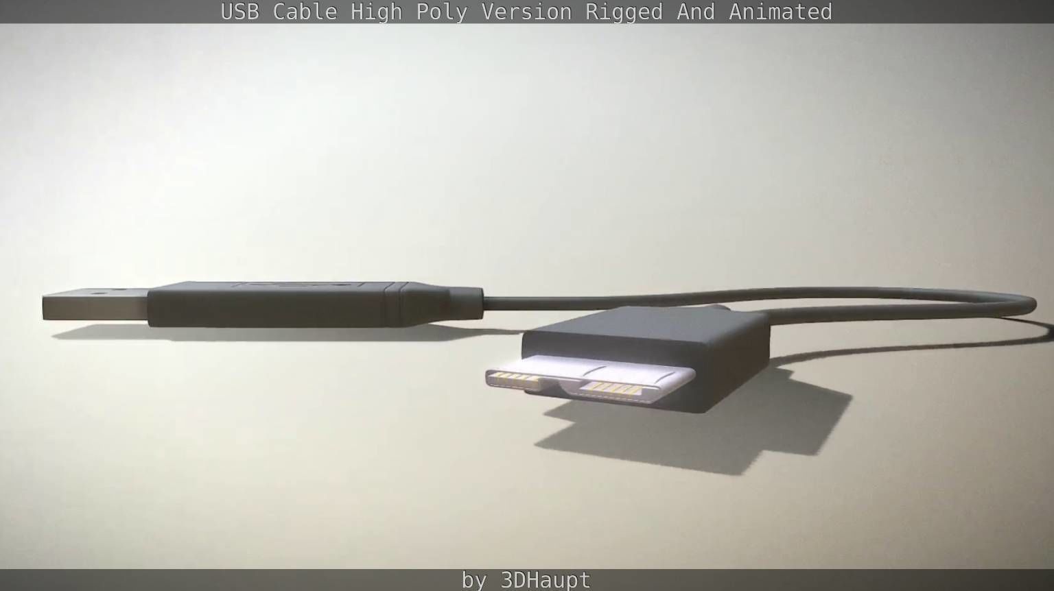 USB 3 Cable High Poly Version Rigged And Animated 3D model_47