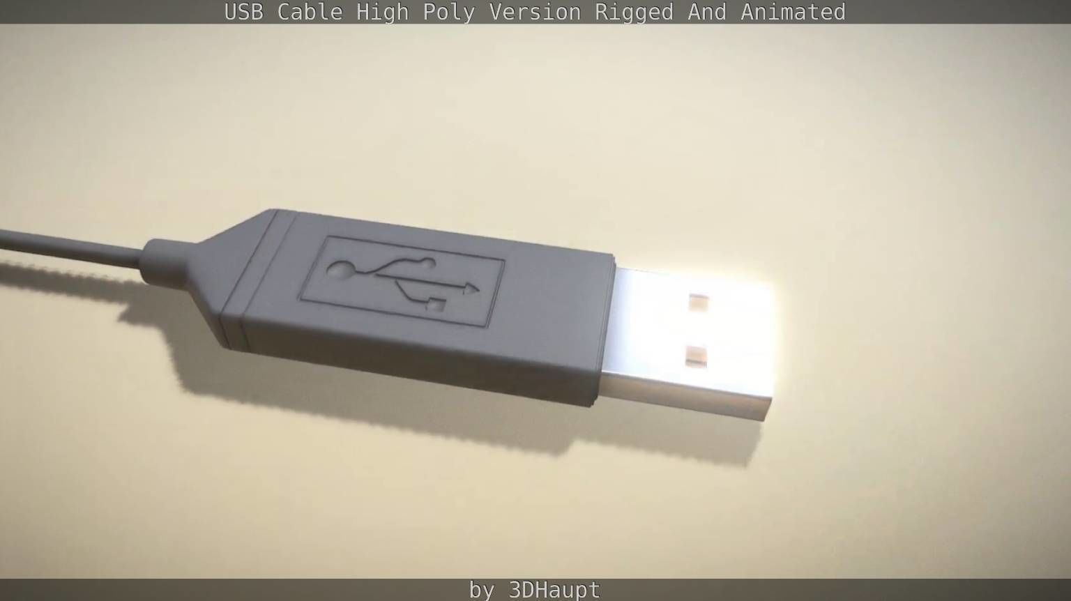 USB 3 Cable High Poly Version Rigged And Animated 3D model_31