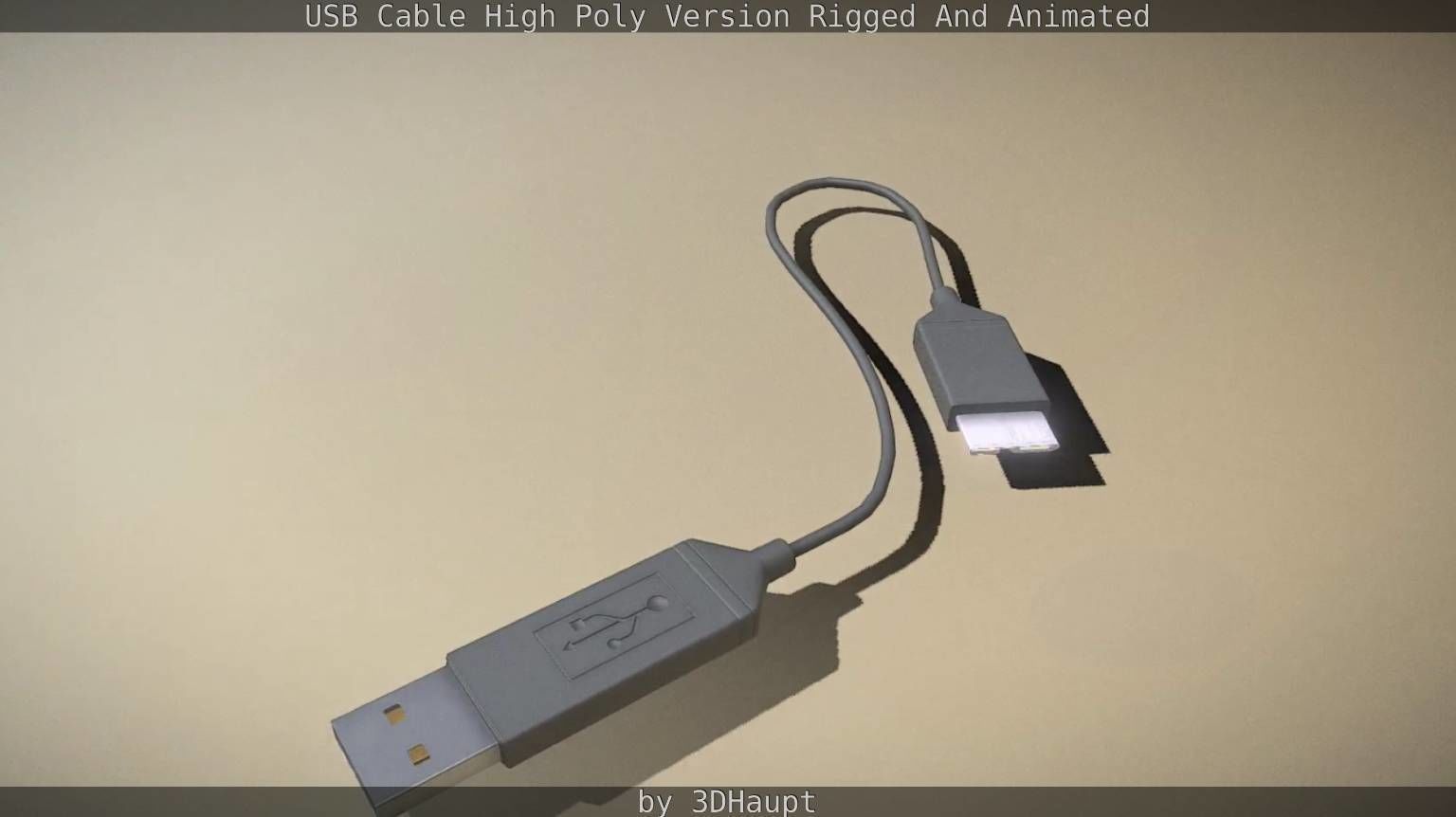 USB 3 Cable High Poly Version Rigged And Animated 3D model_45