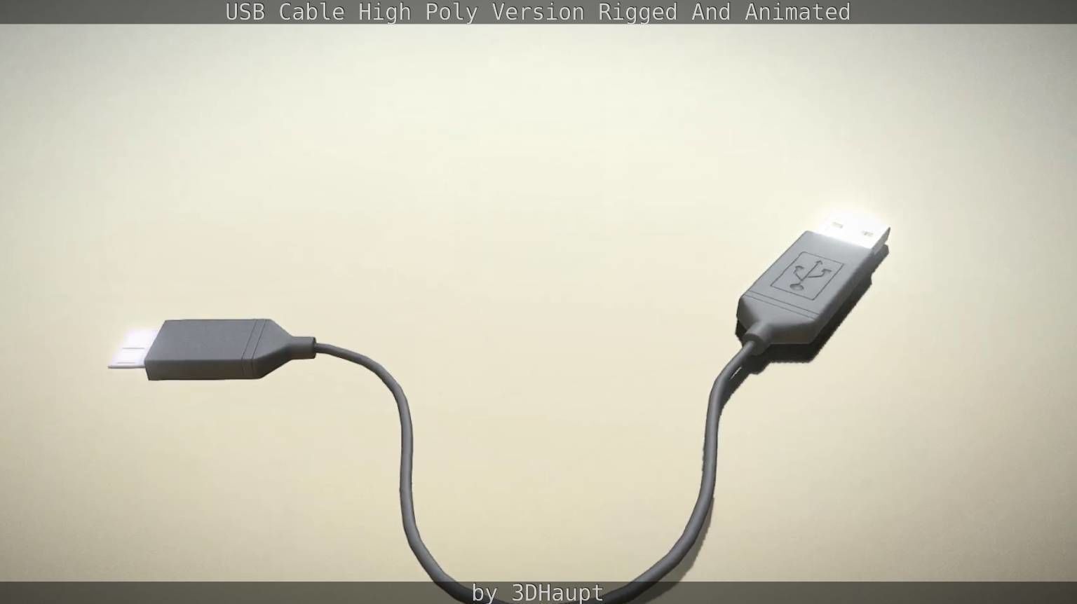 USB 3 Cable High Poly Version Rigged And Animated 3D model_107