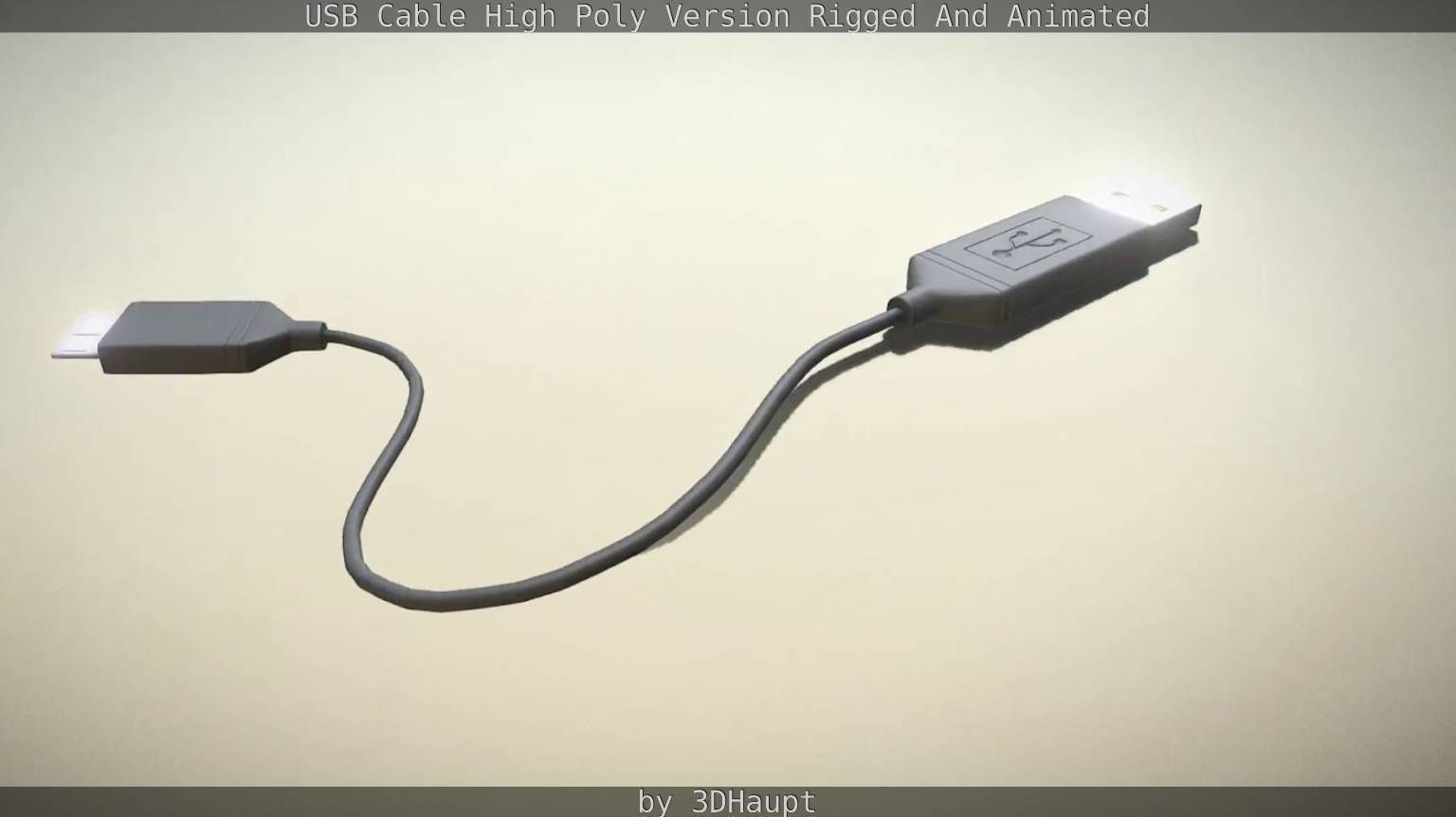 USB 3 Cable High Poly Version Rigged And Animated 3D model_111