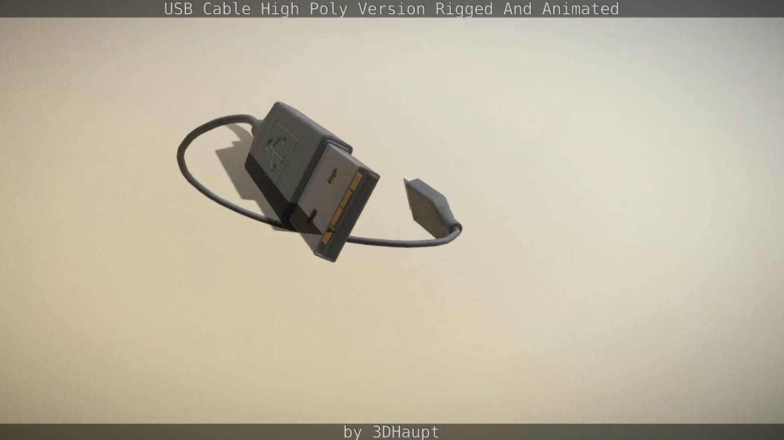 USB 3 Cable High Poly Version Rigged And Animated 3D model_78