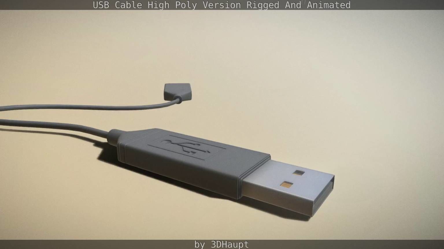 USB 3 Cable High Poly Version Rigged And Animated 3D model_123