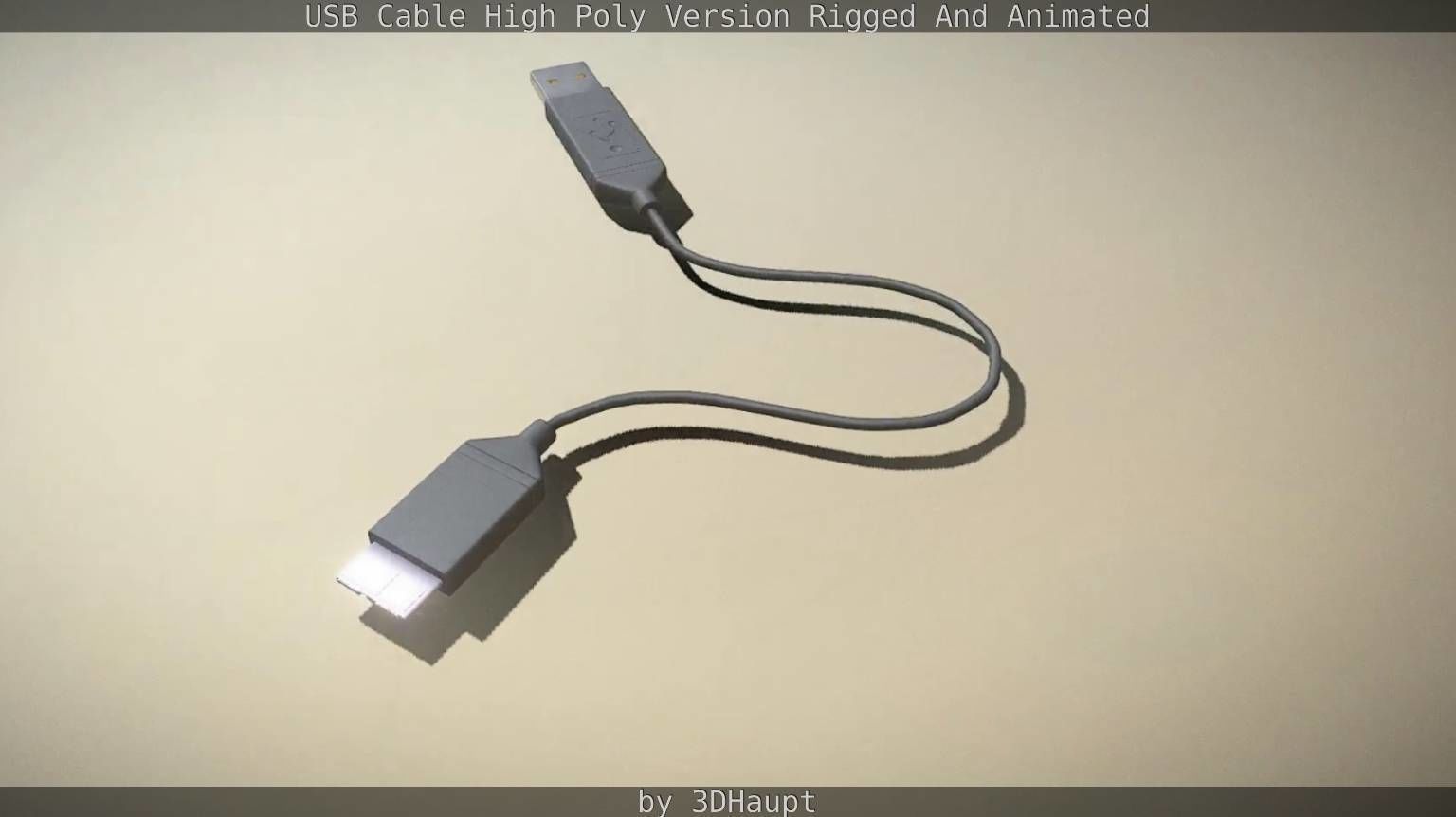 USB 3 Cable High Poly Version Rigged And Animated 3D model_58