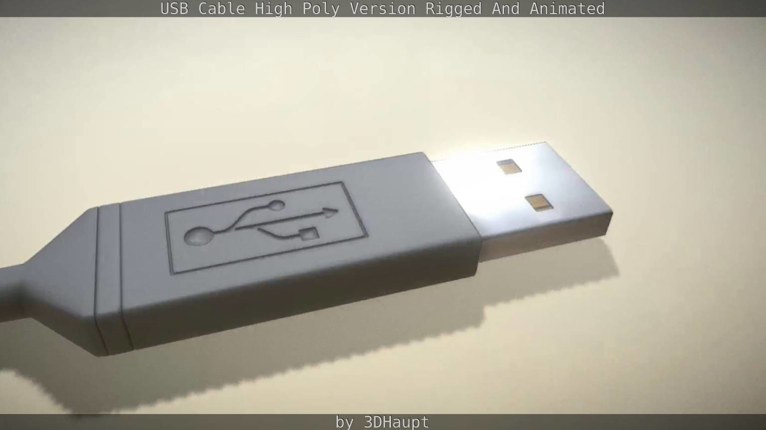 USB 3 Cable High Poly Version Rigged And Animated 3D model_32