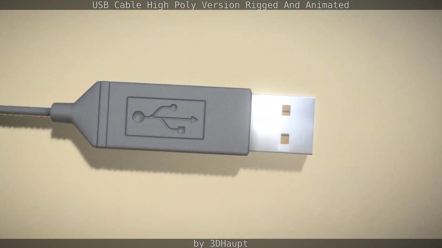 USB 3 Cable High Poly Version Rigged And Animated 3D model_33