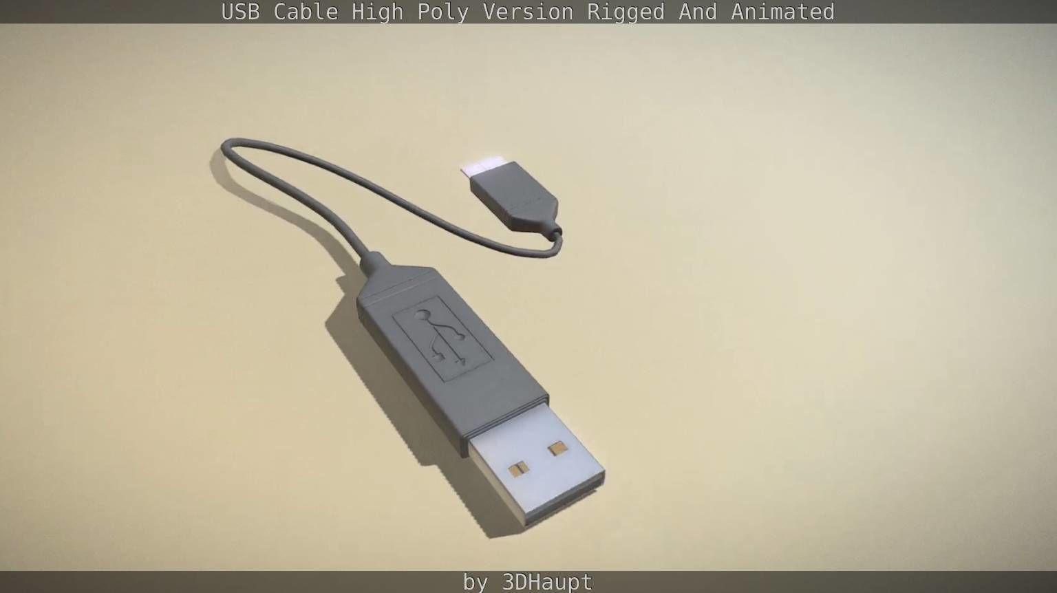 USB 3 Cable High Poly Version Rigged And Animated 3D model_77