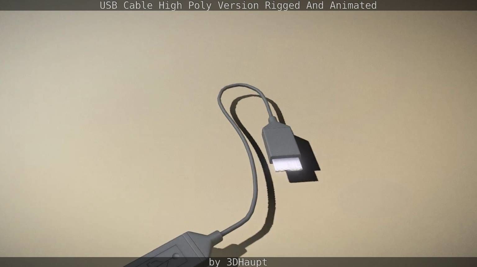 USB 3 Cable High Poly Version Rigged And Animated 3D model_71