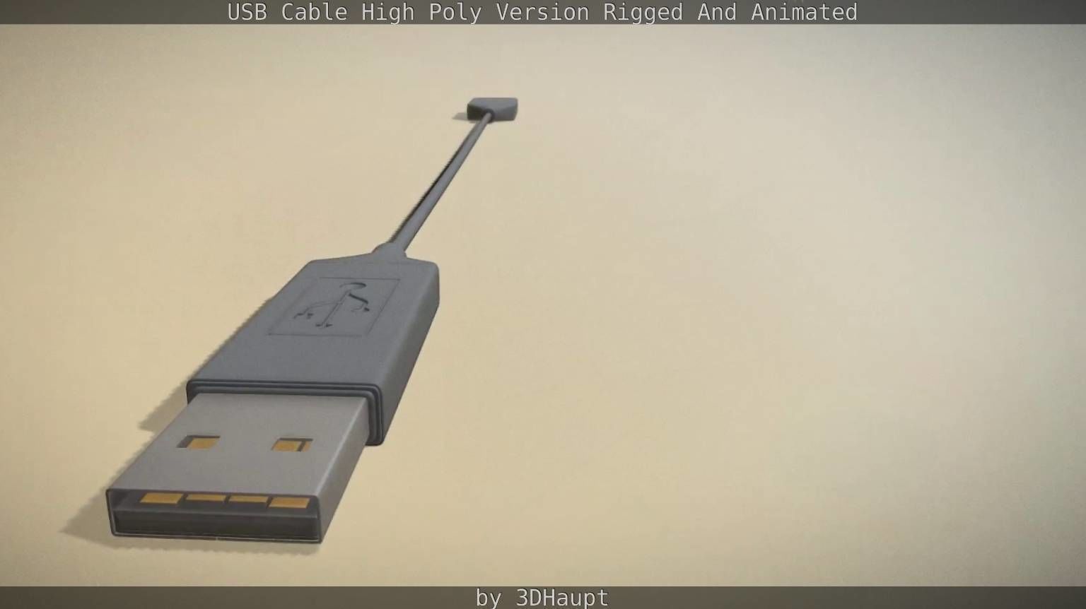 USB 3 Cable High Poly Version Rigged And Animated 3D model_17
