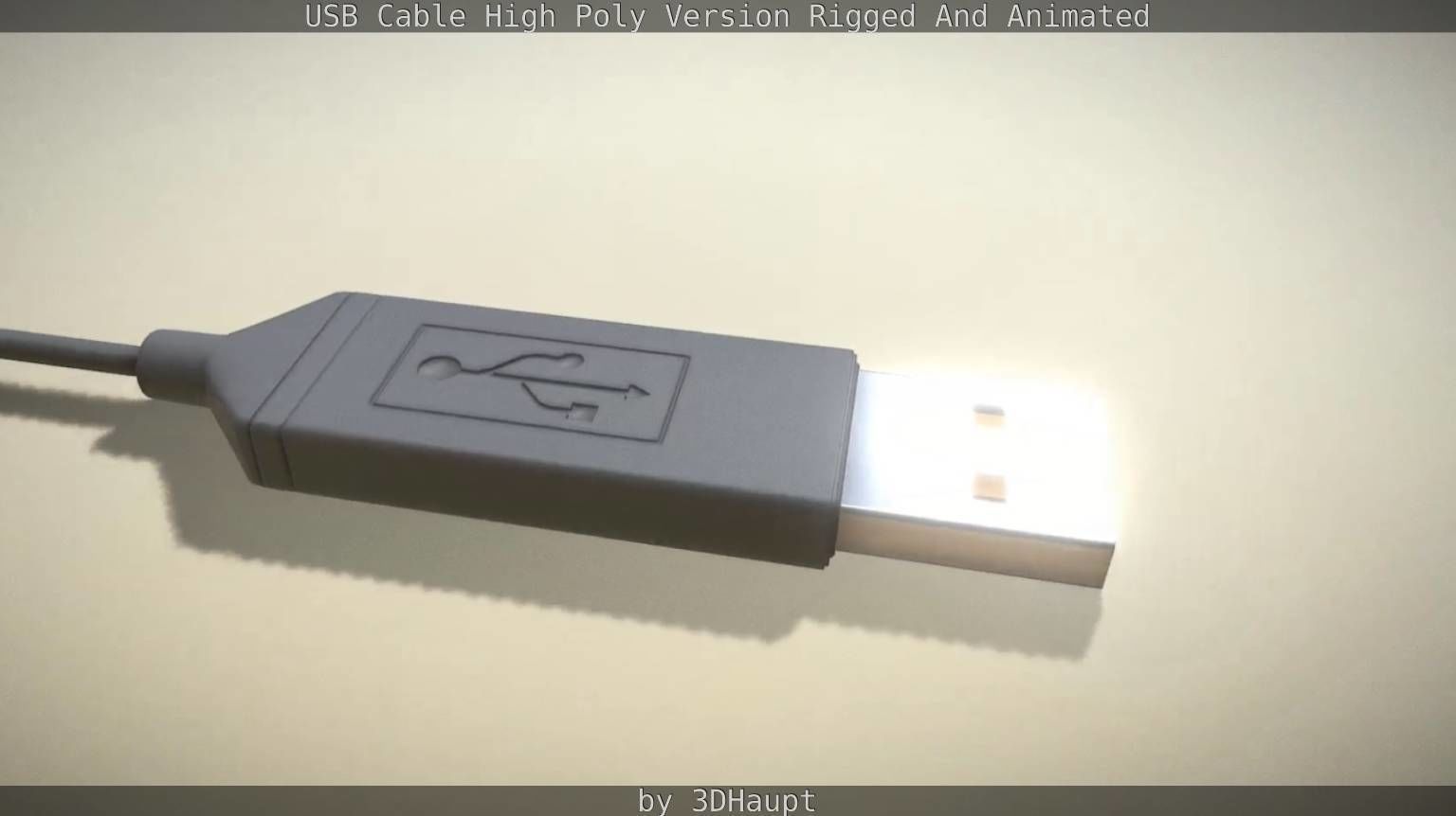 USB 3 Cable High Poly Version Rigged And Animated 3D model_24