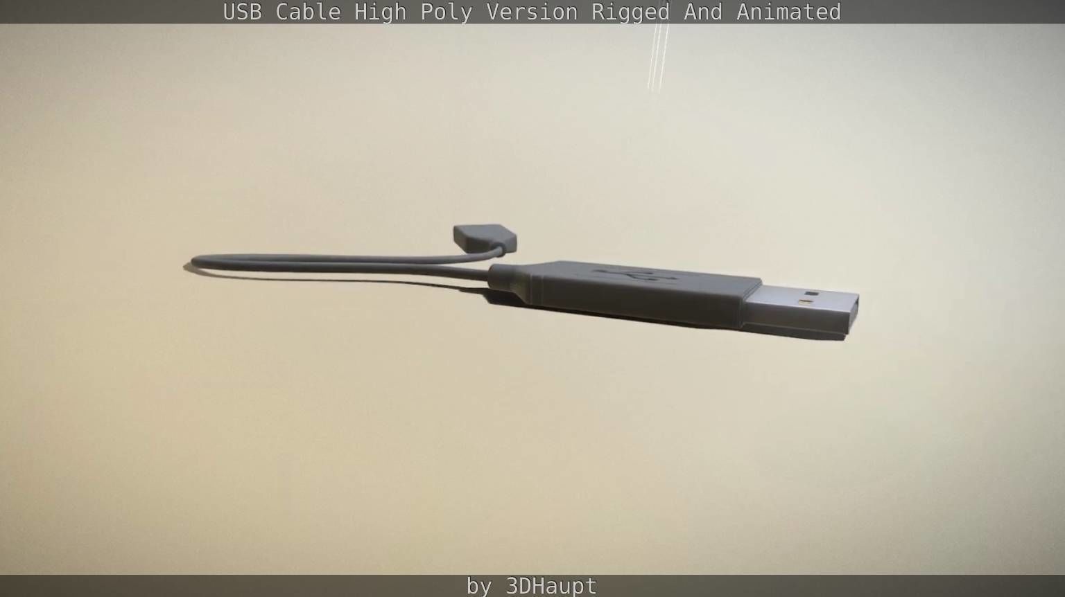 USB 3 Cable High Poly Version Rigged And Animated 3D model_98