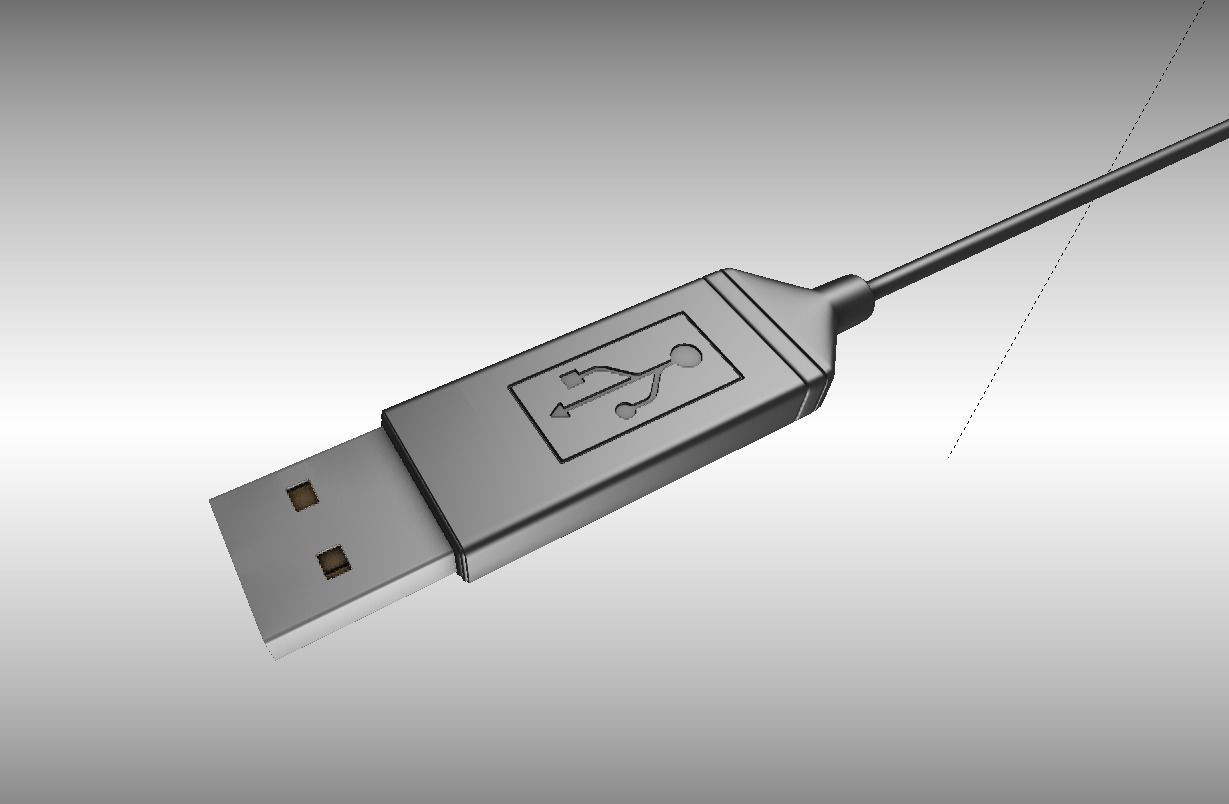 USB 3 Cable High Poly Version Rigged And Animated 3D model_5