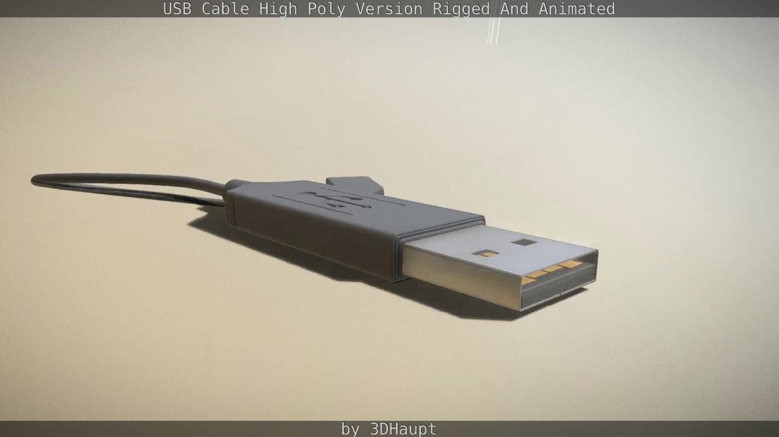 USB 3 Cable High Poly Version Rigged And Animated 3D model_91