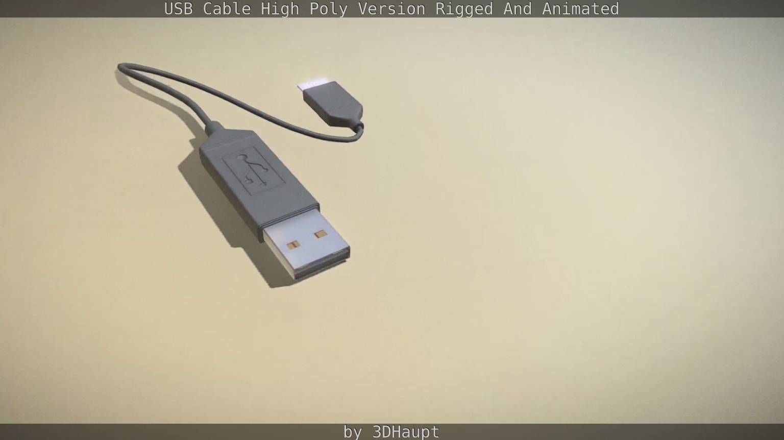 USB 3 Cable High Poly Version Rigged And Animated 3D model_76