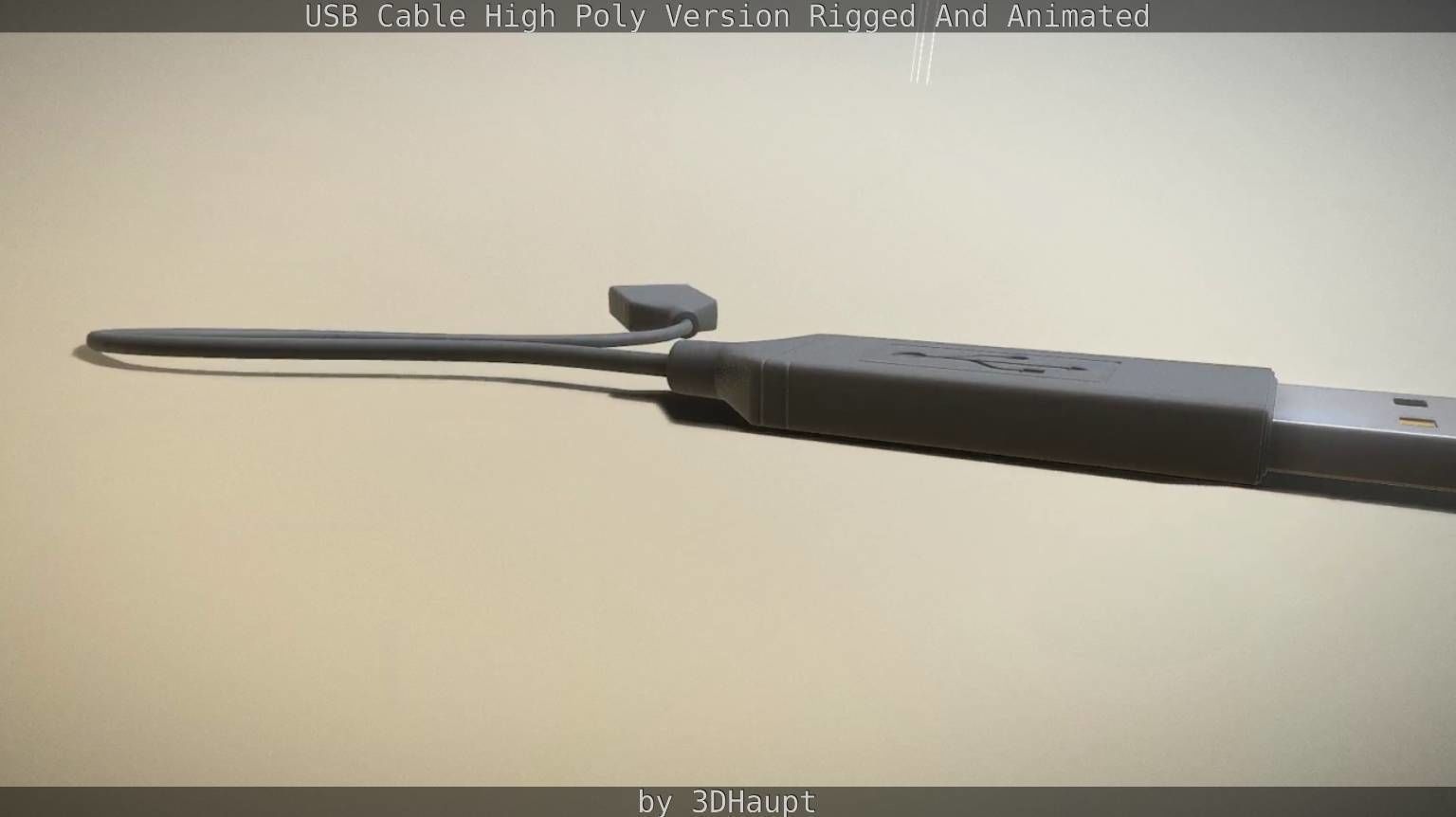 USB 3 Cable High Poly Version Rigged And Animated 3D model_96