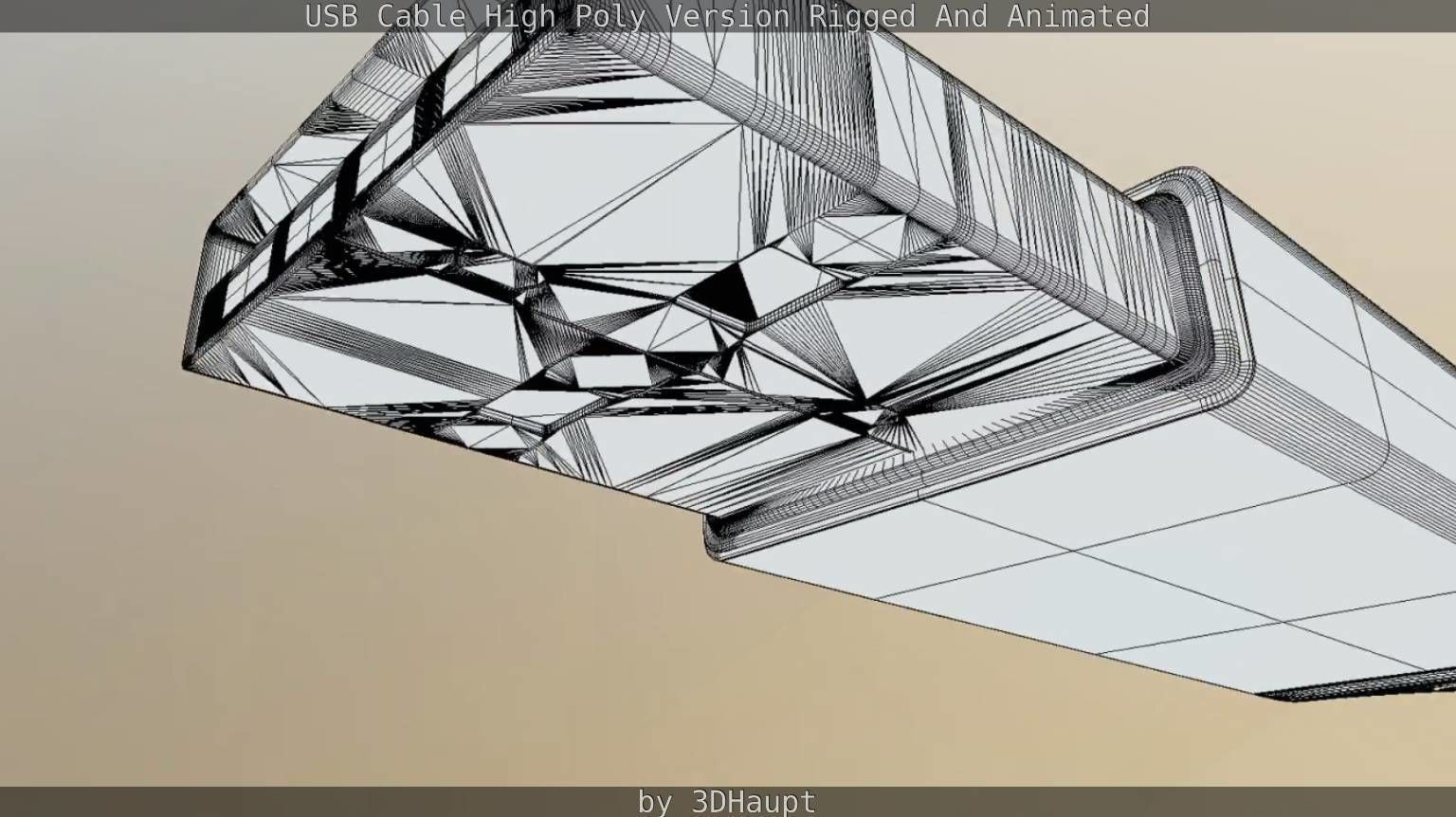 USB 3 Cable High Poly Version Rigged And Animated 3D model_138