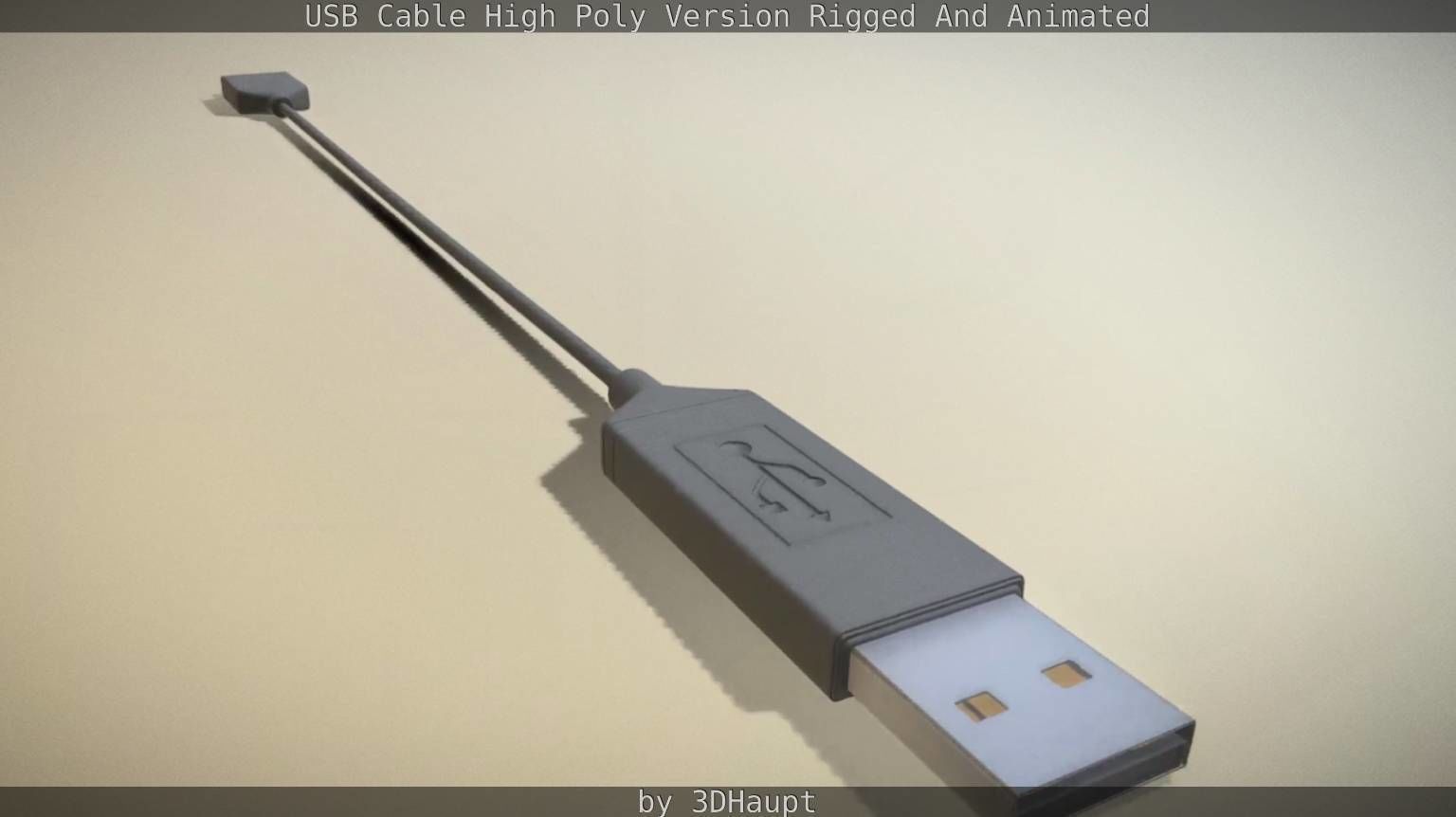 USB 3 Cable High Poly Version Rigged And Animated 3D model_12