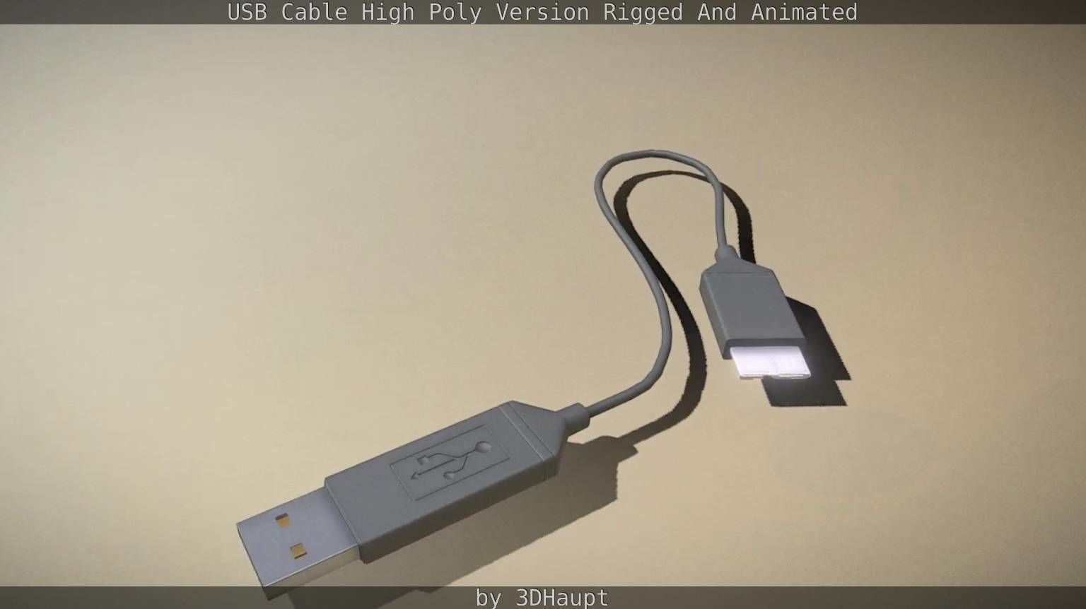 USB 3 Cable High Poly Version Rigged And Animated 3D model_75