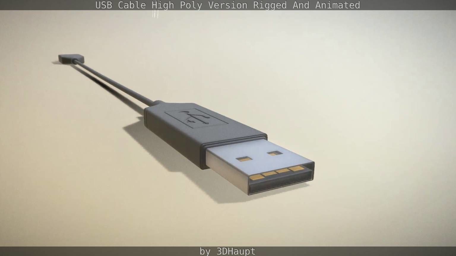 USB 3 Cable High Poly Version Rigged And Animated 3D model_30