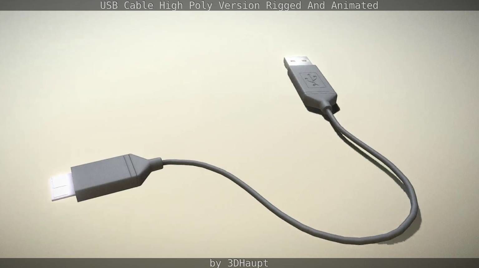 USB 3 Cable High Poly Version Rigged And Animated 3D model_62