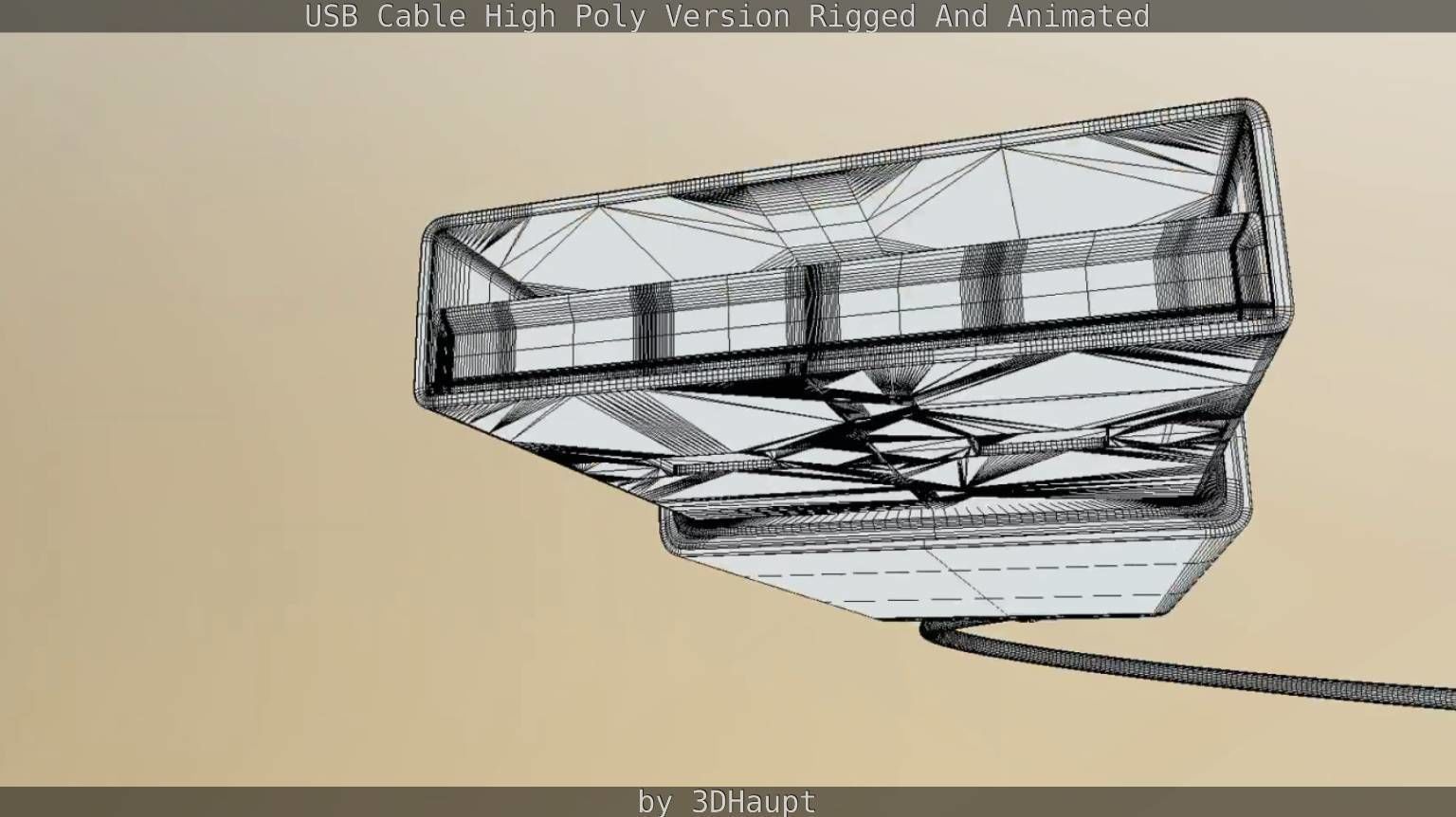 USB 3 Cable High Poly Version Rigged And Animated 3D model_139