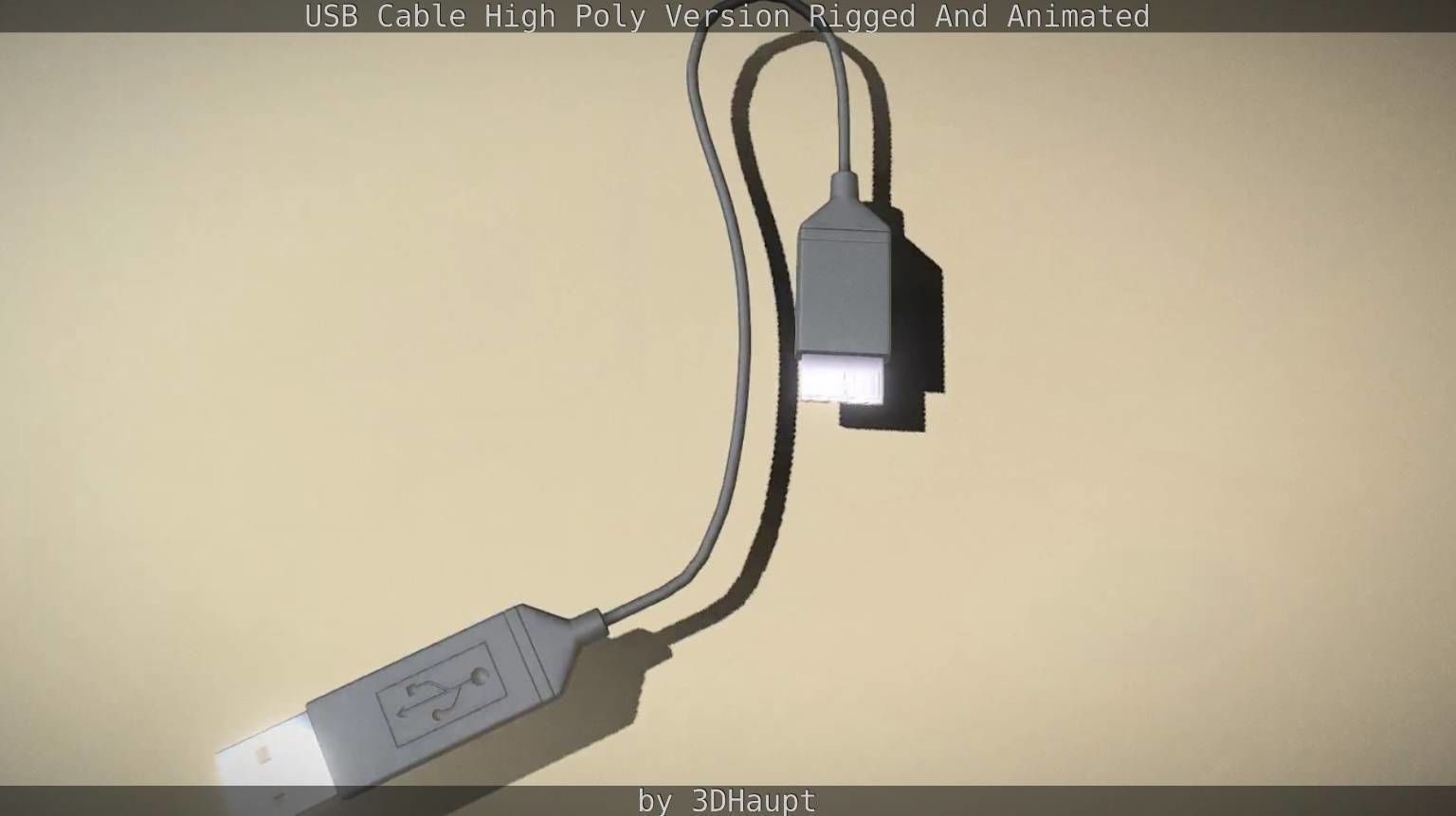 USB 3 Cable High Poly Version Rigged And Animated 3D model_64