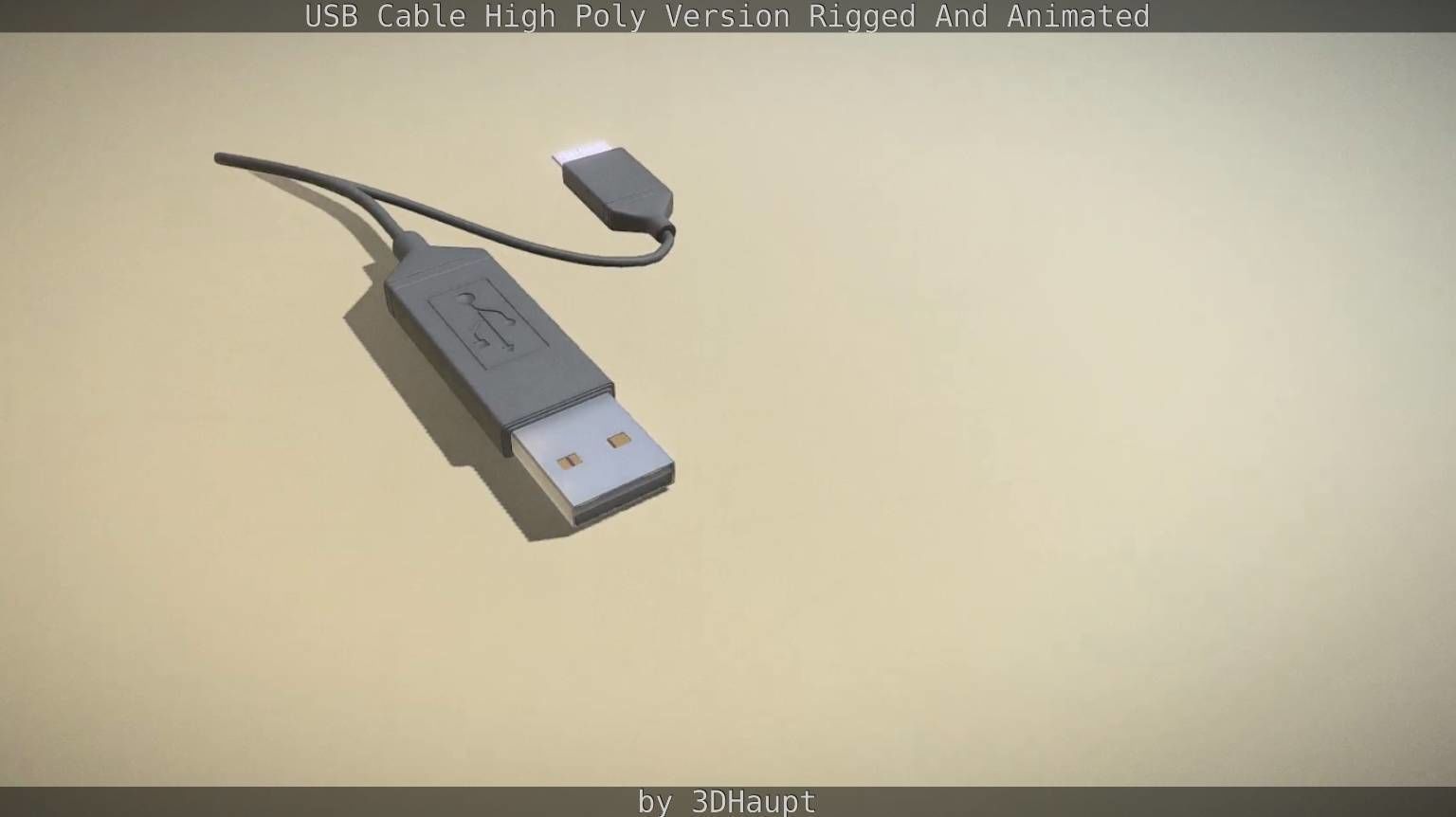 USB 3 Cable High Poly Version Rigged And Animated 3D model_74