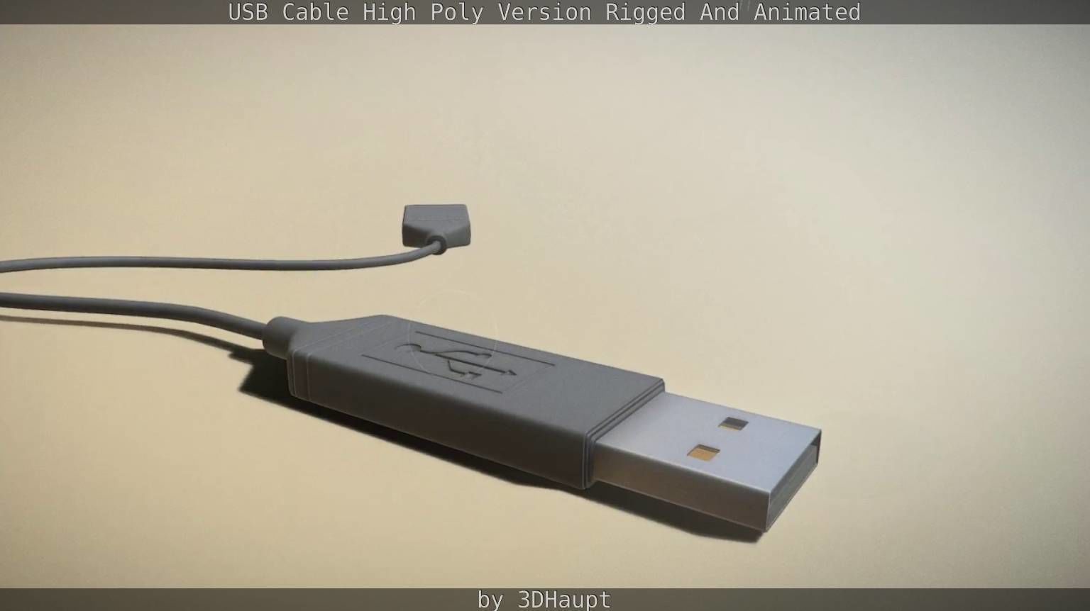 USB 3 Cable High Poly Version Rigged And Animated 3D model_110
