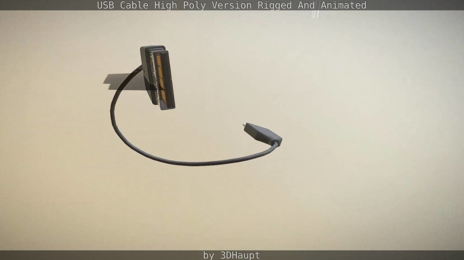 USB 3 Cable High Poly Version Rigged And Animated 3D model_82