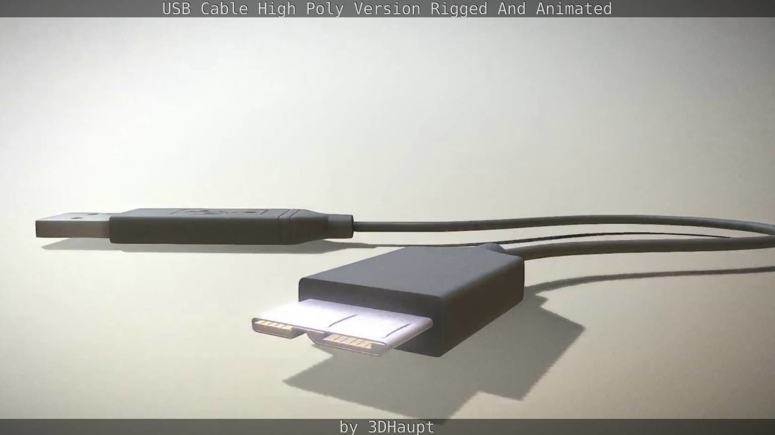 USB 3 Cable High Poly Version Rigged And Animated 3D model_49